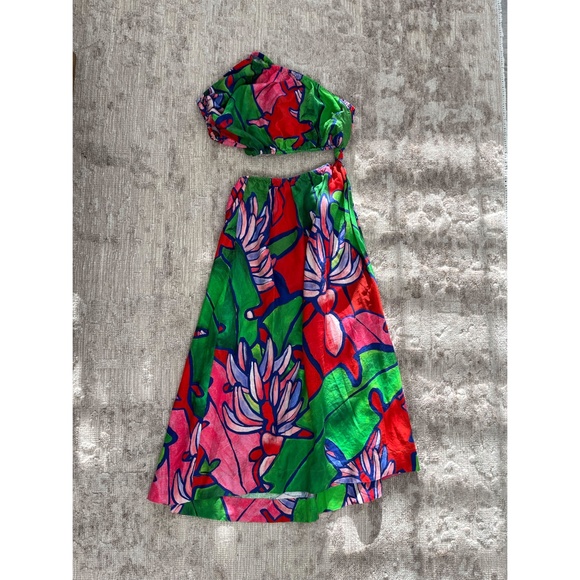 FARM RIO | Tropical Bunch One-Shoulder Open Waist Dress in Multi | Size XS - Picture 4 of 9